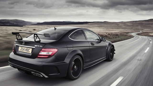 Black mercedes benz coupe road free wallpaper for desktop - medium preview image