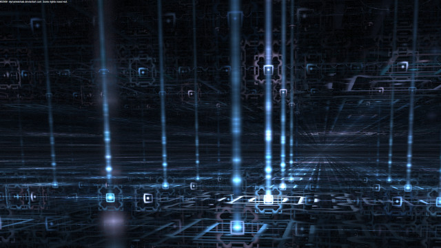 Dark room blue lights squares #2 free wallpaper for desktop - medium preview image