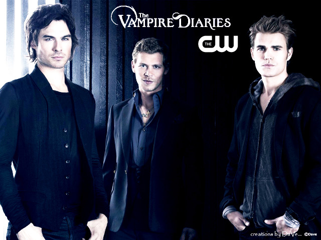 Two men vampire diaries logo free wallpaper for desktop - medium preview image