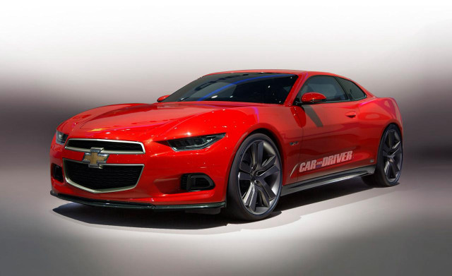 Red chevrolet camaro studio photo free wallpaper for desktop - medium preview image