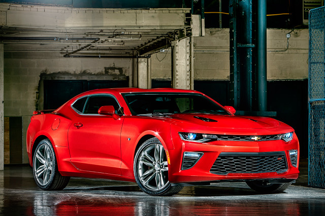 Red chevrolet camaro garage black free wallpaper for desktop - medium preview image