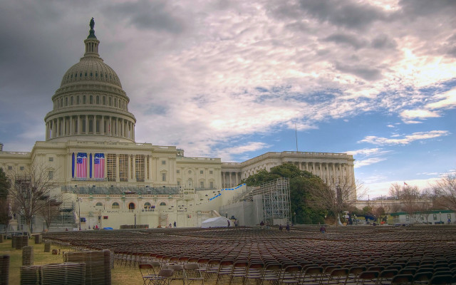 Large building flag sky clouds free wallpaper for desktop - medium preview image