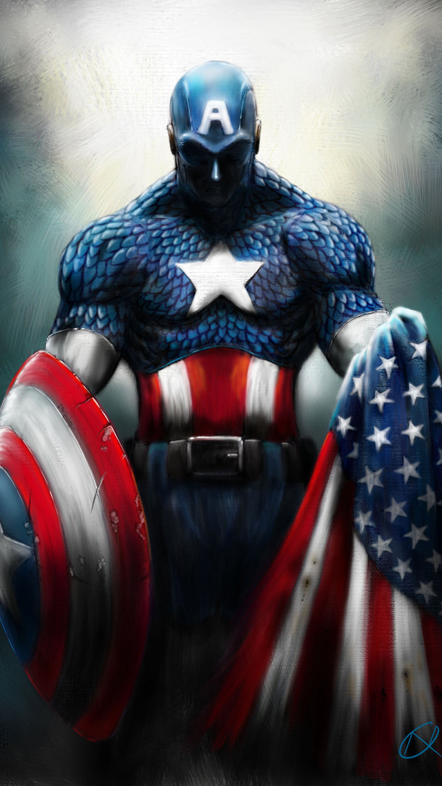 Captain america painting shield american free wallpaper for mobile - medium preview image