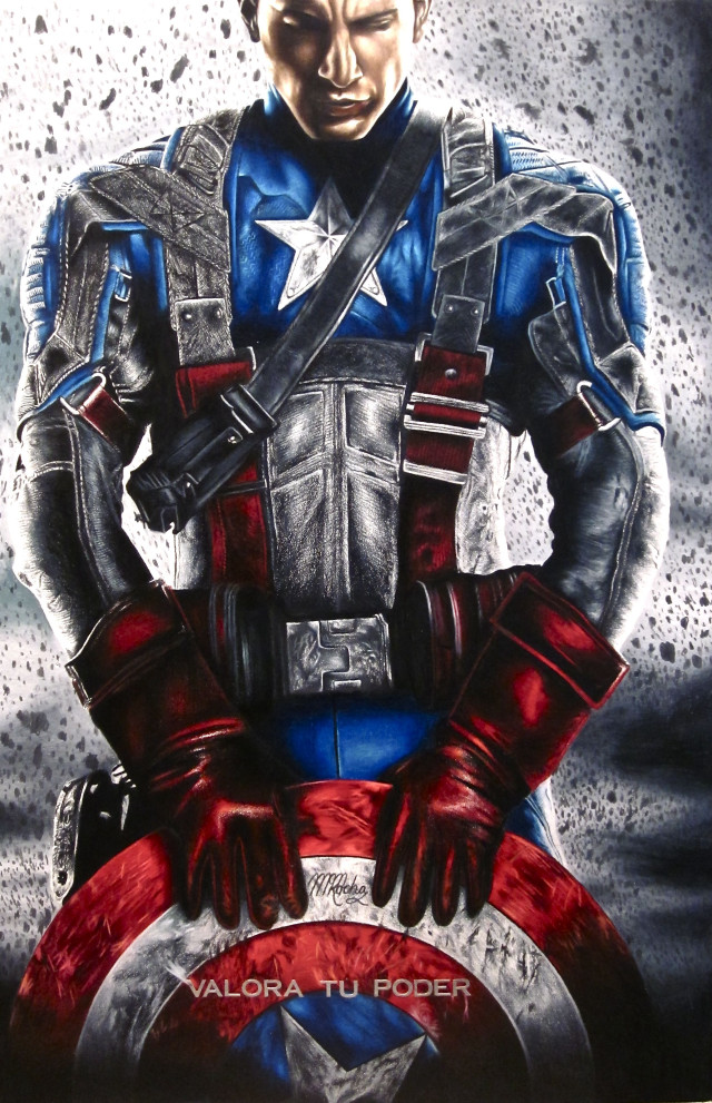 Captain america holding shield and free wallpaper for mobile - medium preview image