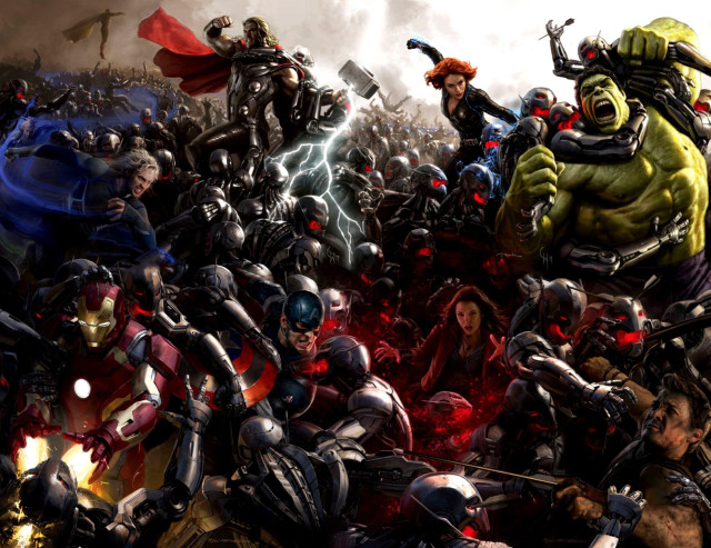 Avengers vs hulks battle painting free wallpaper for desktop - medium preview image