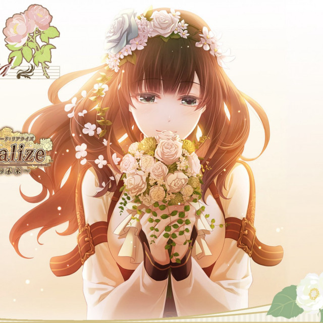 Girl long hair bouquet flowers #2 free wallpaper for tablet - medium preview image