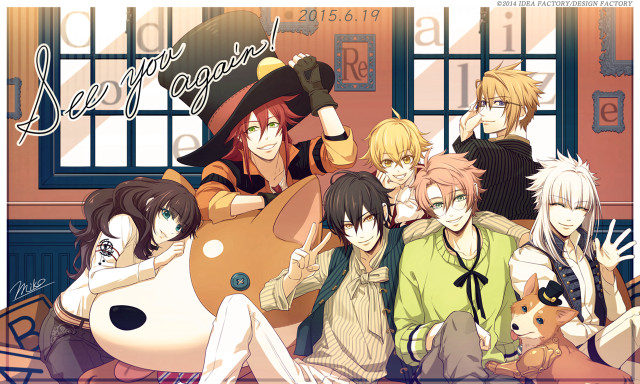 Anime characters group photo dog free wallpaper for desktop - medium preview image