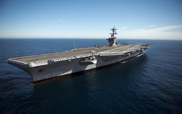 Aircraft carrier ocean ship sky free wallpaper for desktop - medium preview image