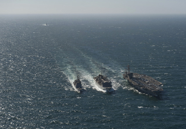 Two ships ocean background smaller #2 free wallpaper for desktop - medium preview image