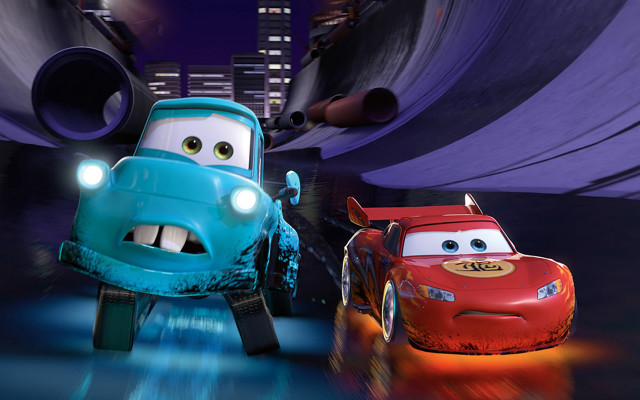 Cartoon character driving car city free wallpaper for desktop - medium preview image