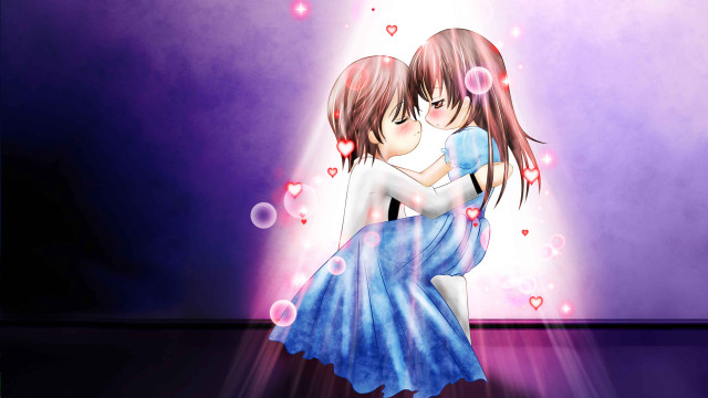 Couple hugging room light bubbles free wallpaper for desktop - medium preview image