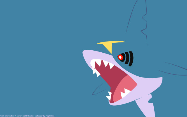 Cartoon shark open mouth yellow free wallpaper for desktop - medium preview image