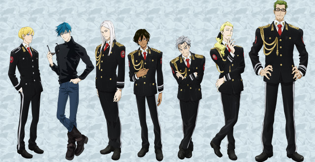 Anime men uniform blue background free wallpaper for desktop - medium preview image