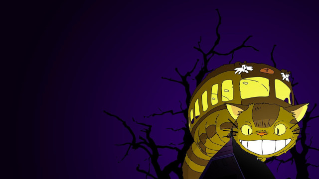 Cartoon cat creepy smile train free wallpaper for desktop - medium preview image