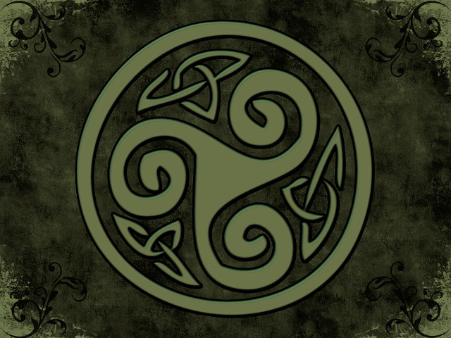 Celtic symbol green black swirly free wallpaper for desktop - medium preview image