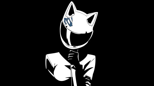 Cat mask person stick white free wallpaper for desktop - medium preview image