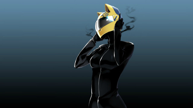 Woman black dress yellow helmet free wallpaper for desktop - medium preview image