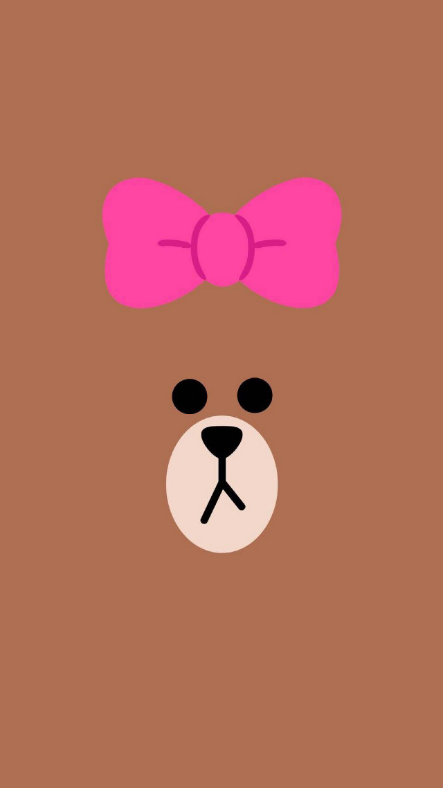 Brown bear pink bow background free wallpaper for mobile - medium preview image