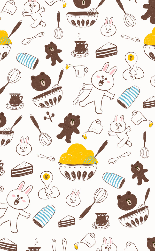 Brown bear yellow bear pattern free wallpaper for mobile - medium preview image