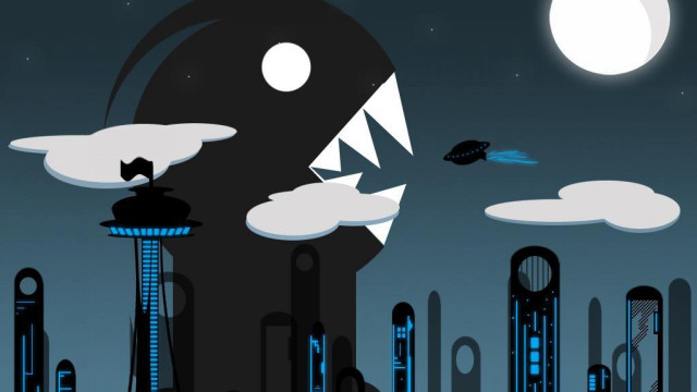 Futuristic city giant shark tower free wallpaper for desktop - medium preview image