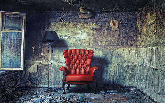 Red chair room lamp window free wallpaper for desktop - medium preview image