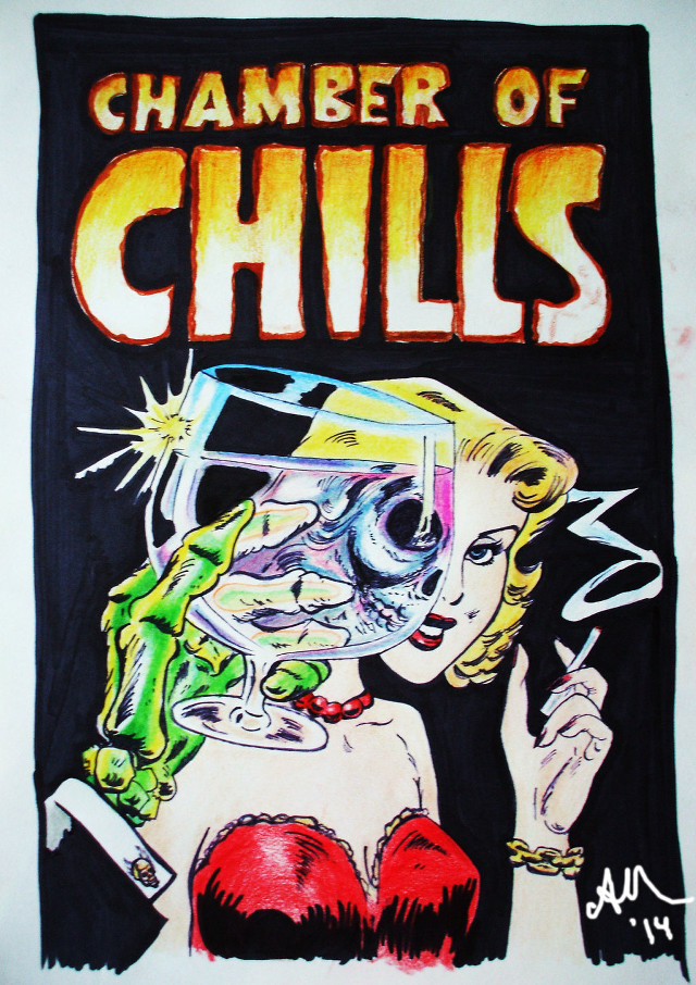 Woman wine lizard cigarette drawing free wallpaper for mobile - medium preview image