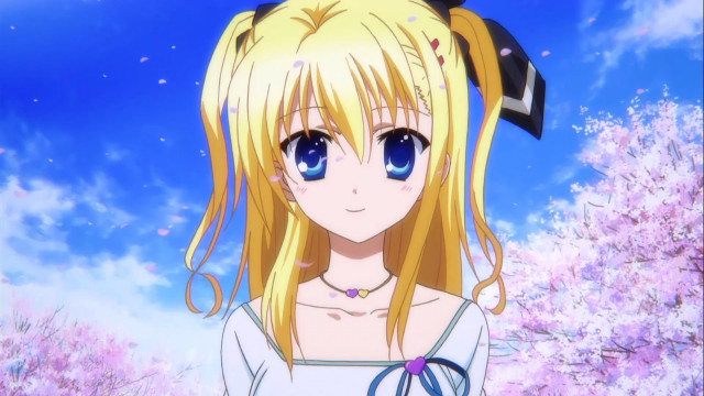 Blonde girl blue eyes bow free wallpaper for desktop - medium preview image