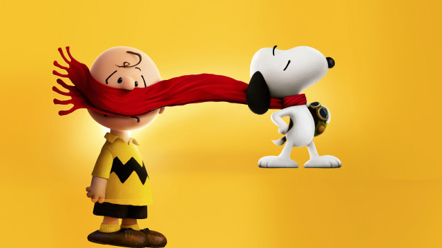 Cartoon character fighting snoopy yellow free wallpaper for desktop - medium preview image