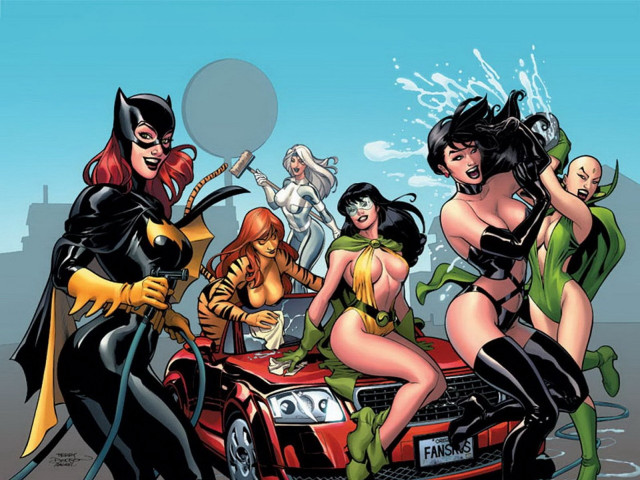 Women costumes riding car batwoman free wallpaper for desktop - medium preview image