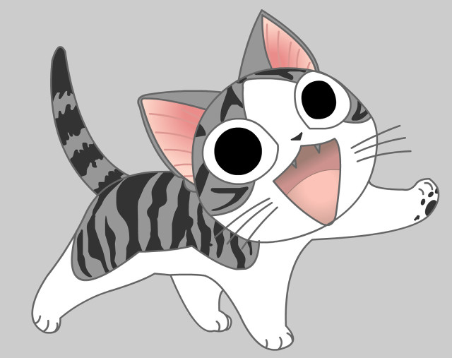 Cartoon cat big eyes striped free wallpaper for desktop - medium preview image