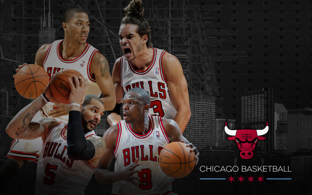 Bulls basketball players group logo free wallpaper for desktop - medium preview image