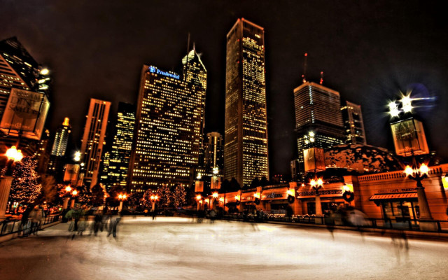 City night skating ice rink #2 free wallpaper for desktop - medium preview image