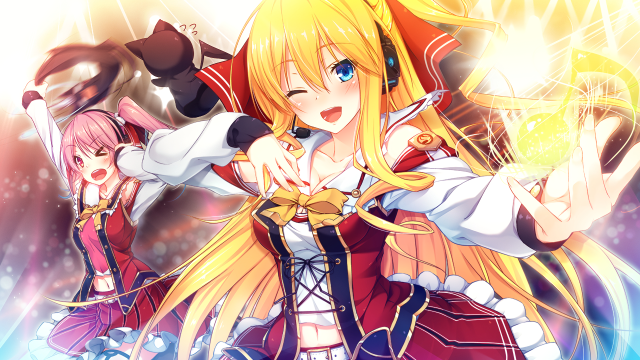 Anime blonde haired red dress free wallpaper for desktop - medium preview image