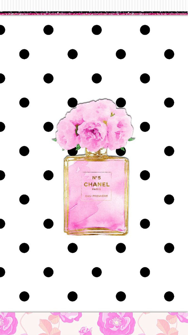 Pink perfume bottle flowers watercolor free wallpaper for mobile - medium preview image