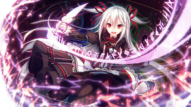 Anime white hair sword character free wallpaper for desktop - medium preview image
