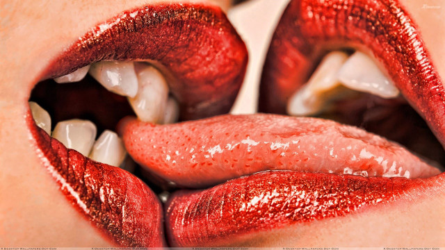 Close up woman mouth red free wallpaper for desktop - medium preview image