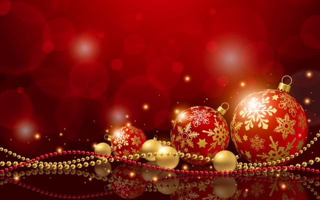 Red christmas background ornaments gold free wallpaper for desktop - medium preview image