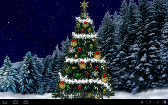 Christmas tree star snow forest free wallpaper for desktop - medium preview image
