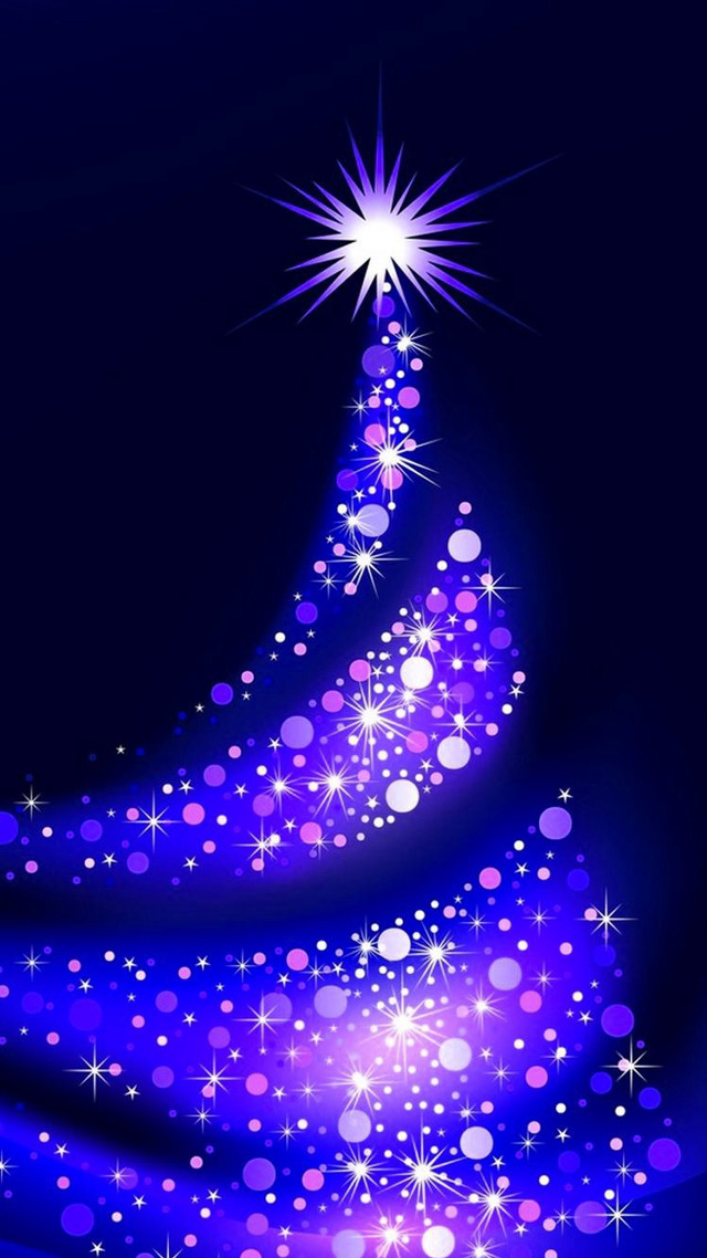 Purple christmas tree stars blue free wallpaper for mobile - medium preview image