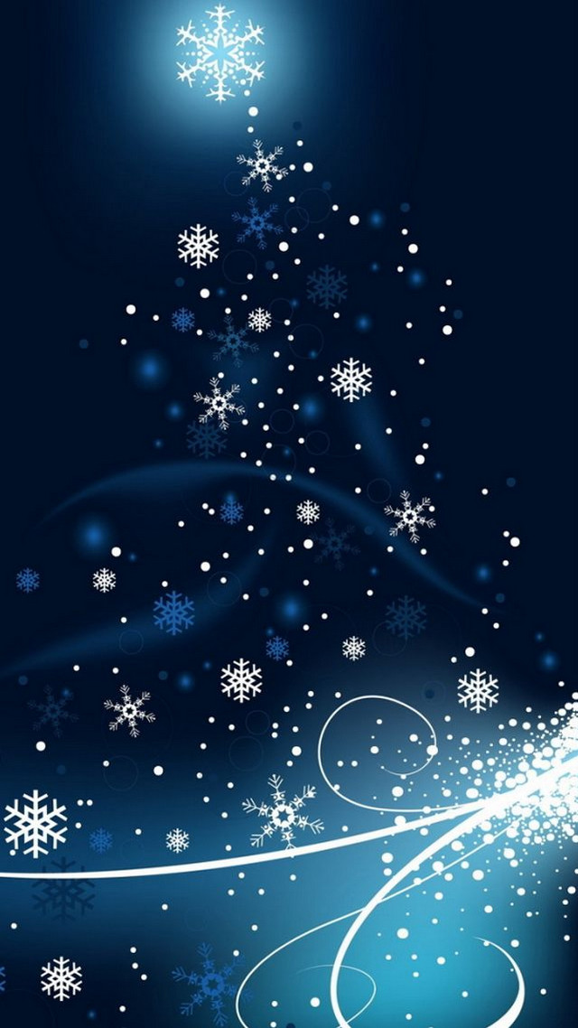 Blue christmas tree snowflakes star #2 free wallpaper for mobile - medium preview image