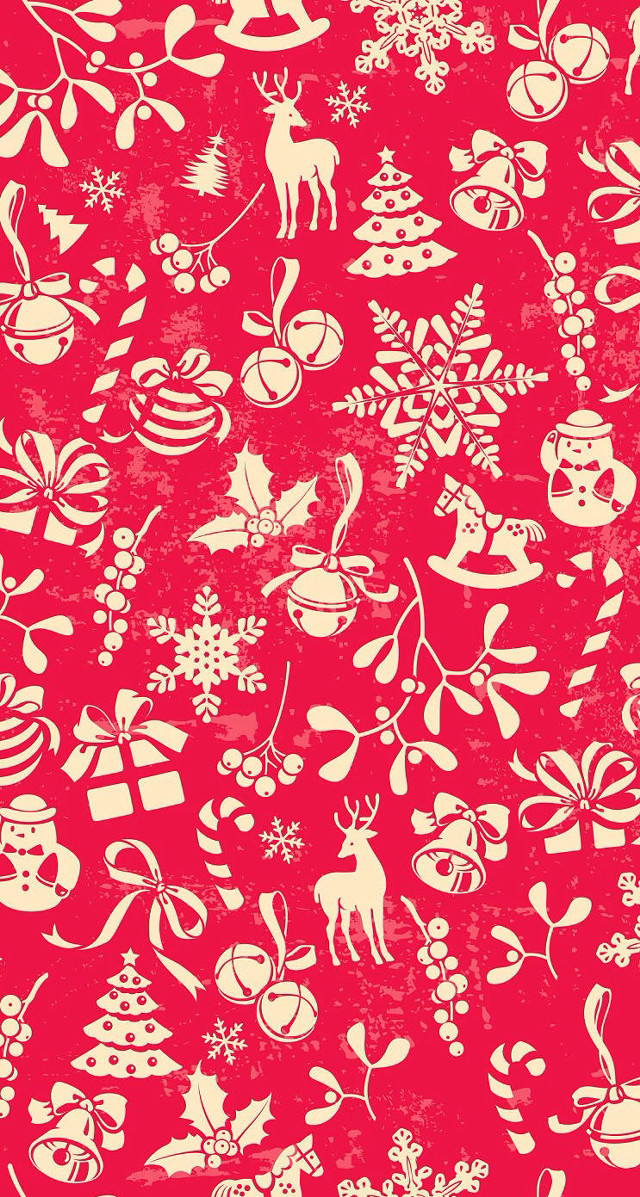 Red white christmas pattern reindeer free wallpaper for mobile - medium preview image