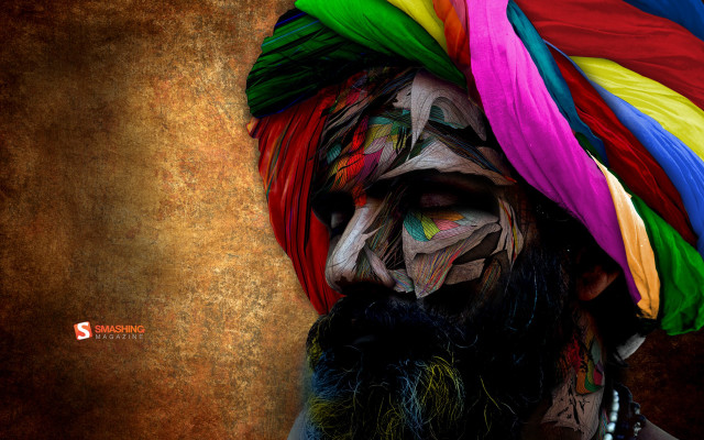 Colorful turban man beard mustache free wallpaper for desktop - medium preview image