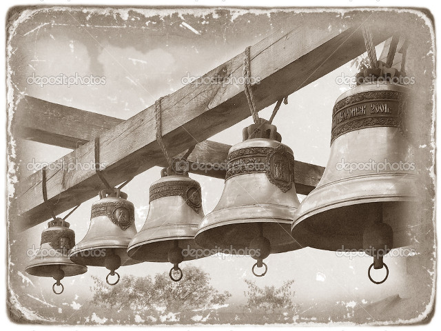 Bells wooden beam sepia tone free wallpaper for desktop - medium preview image