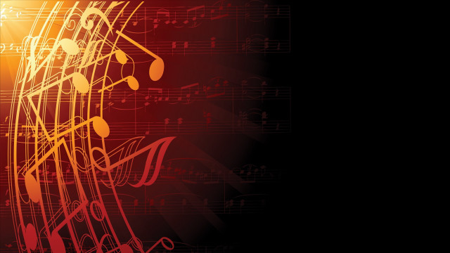 Red yellow background musical notes #2 free wallpaper for desktop - medium preview image