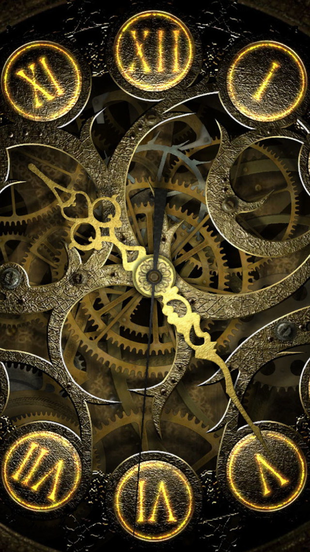 Gold gears clock black background #2 free wallpaper for mobile - medium preview image