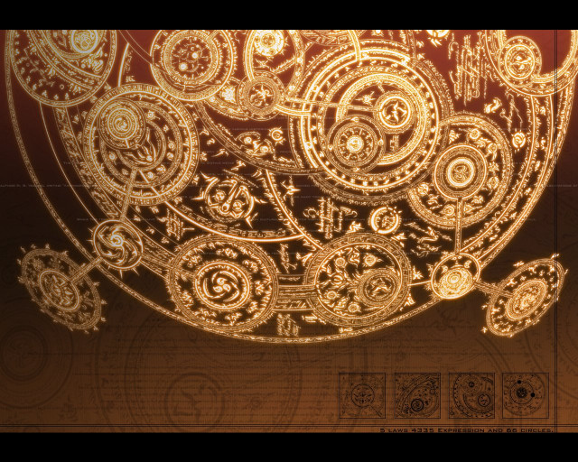 Steampunk clocktower gears magiccircle pentagram free wallpaper for desktop - medium preview image