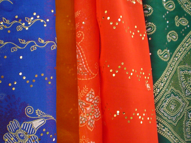 Cat on colorful fabric folk free wallpaper for desktop - medium preview image