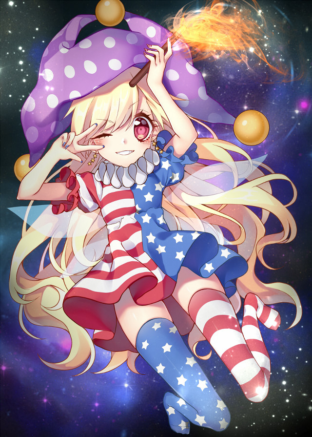 Girl patriotic outfit holding wand free wallpaper for mobile - medium preview image