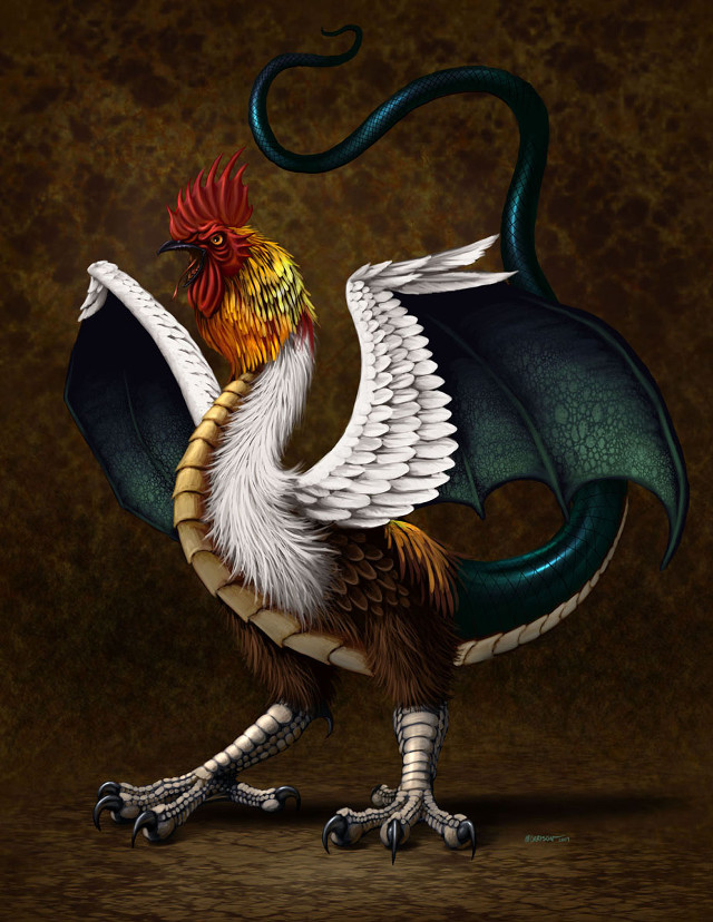 Rooster dragon tail feathers painting free wallpaper for mobile - medium preview image