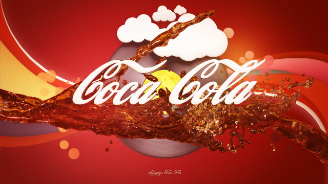 Coca cola advertisement splash yellow free wallpaper for desktop - medium preview image